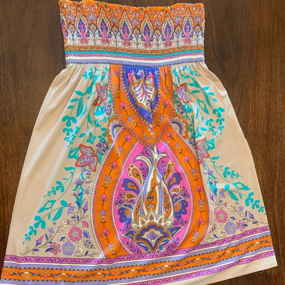 Paisley print strapless dress/skirt